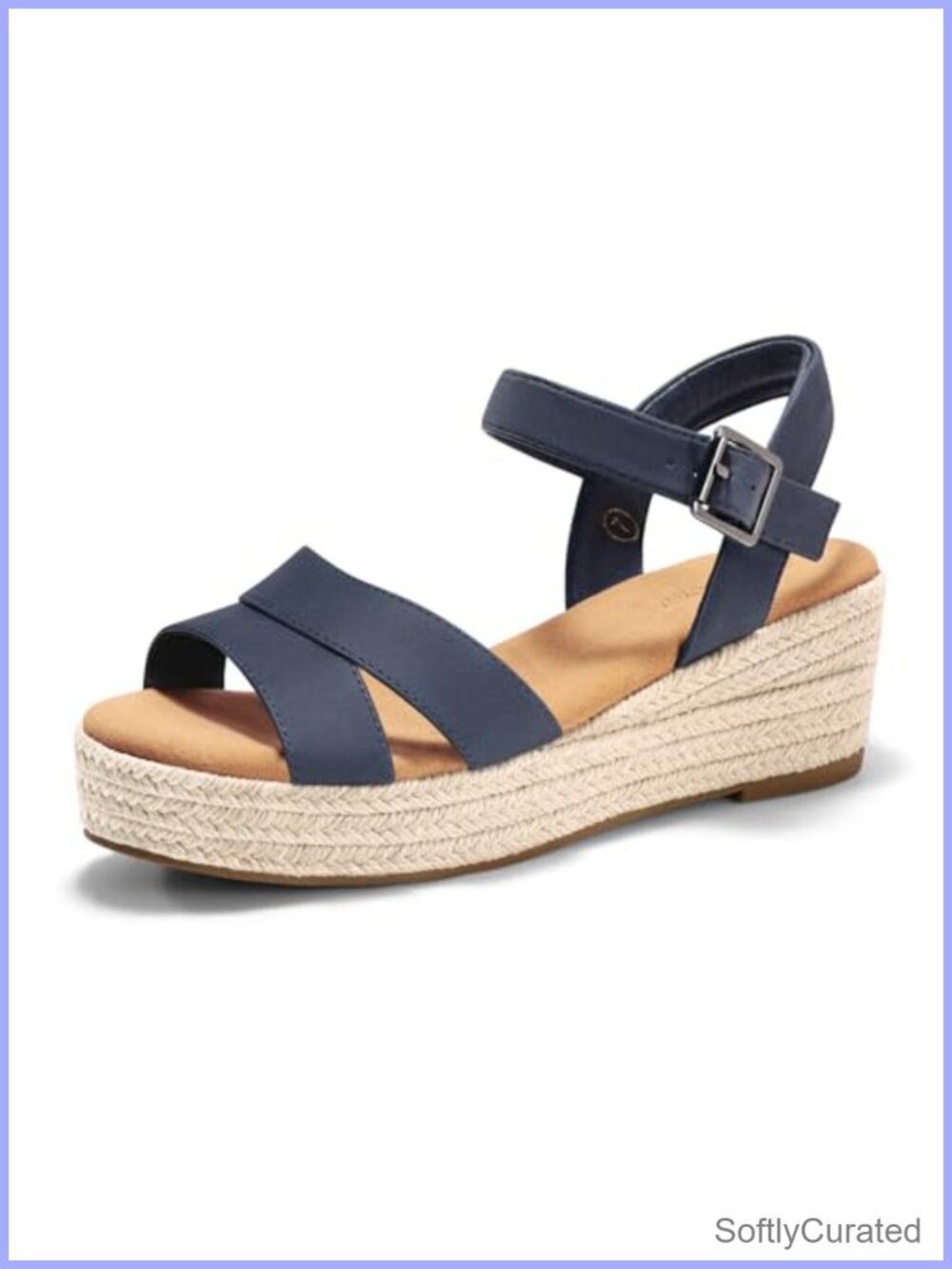 Coutgo Womens Wedge Platform Sandals Espadrille Heels Open Toe Buckle Ankle